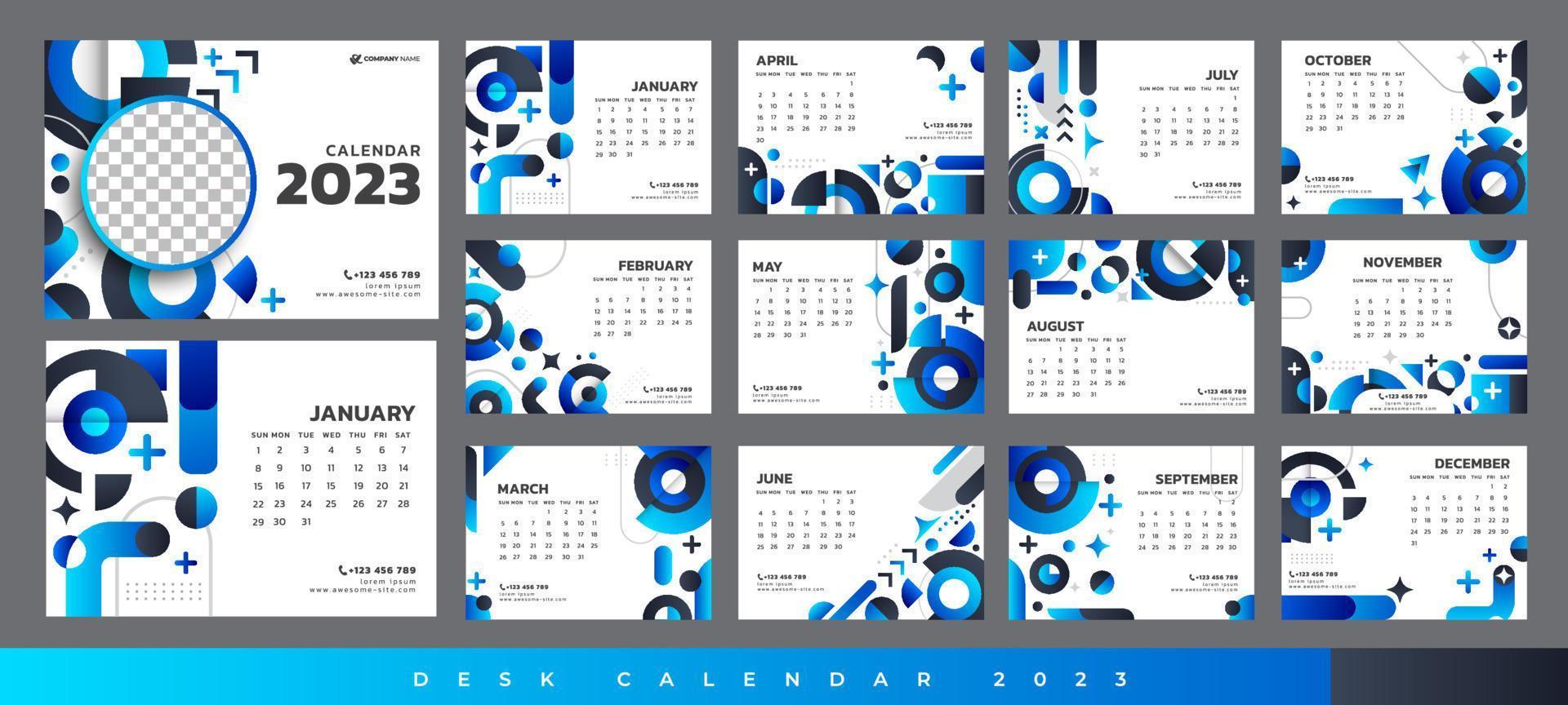 Business Desk Calender 2023 vector