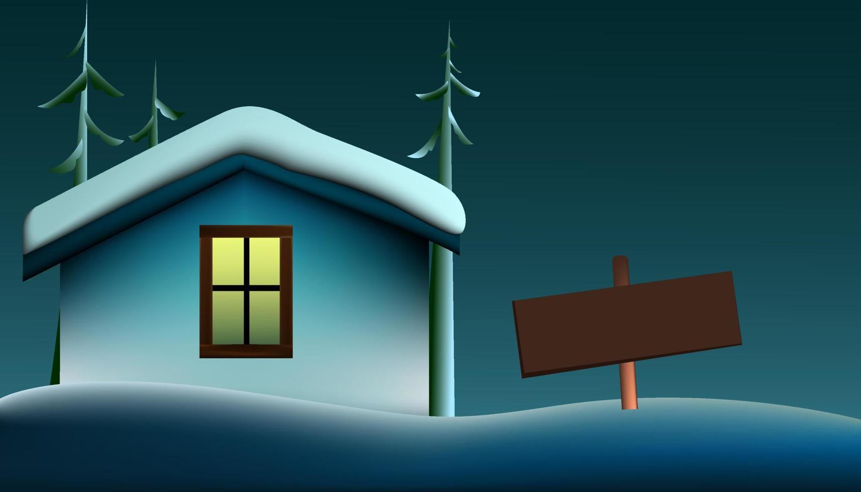 casa y paisaje navideño vector