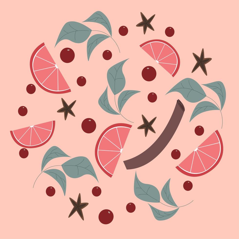 Ingredients for a delicious, warming mulled wine vector