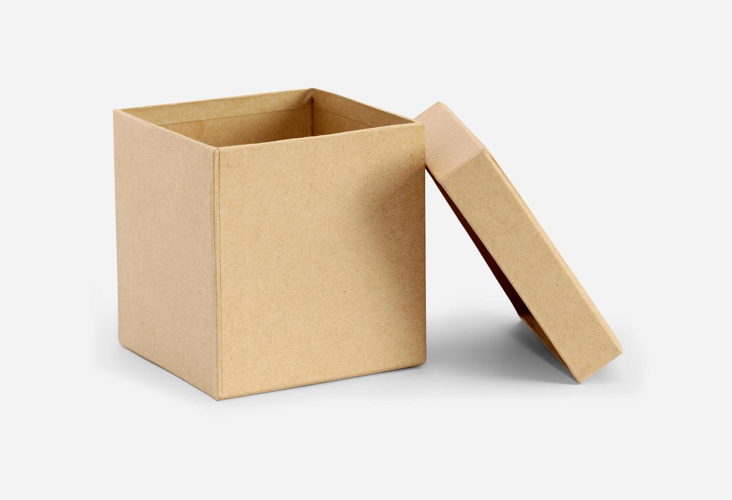 fronr view open square cardboard mockup photo