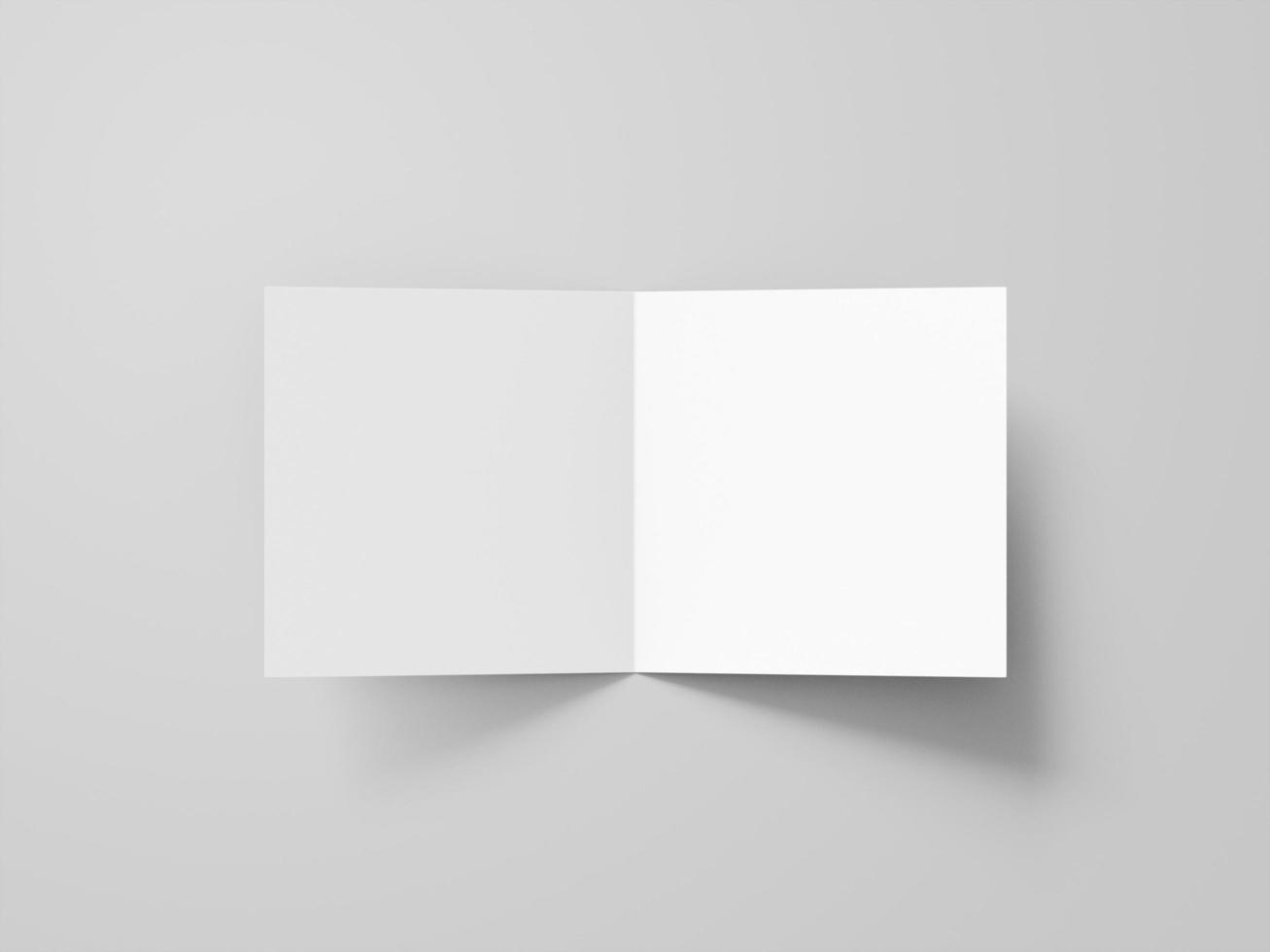 top view opened bi fold square brochure mockup photo