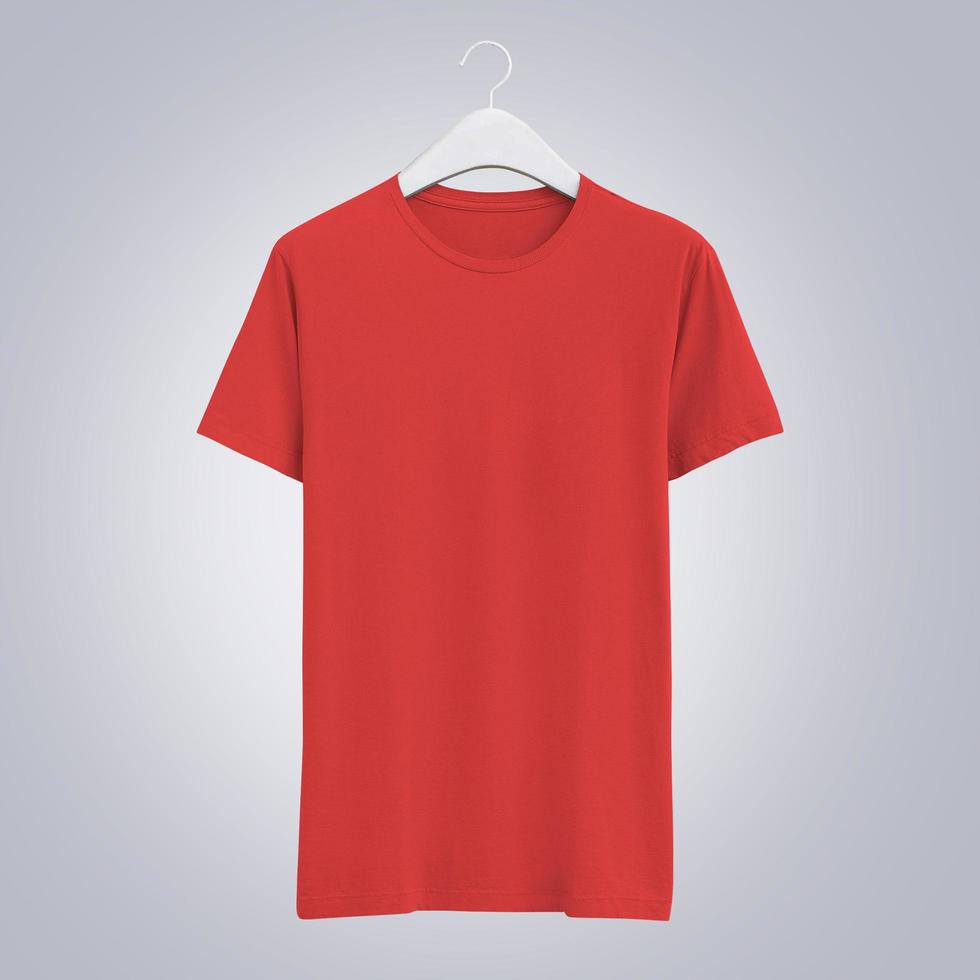 hanging front tshirt red mockup photo