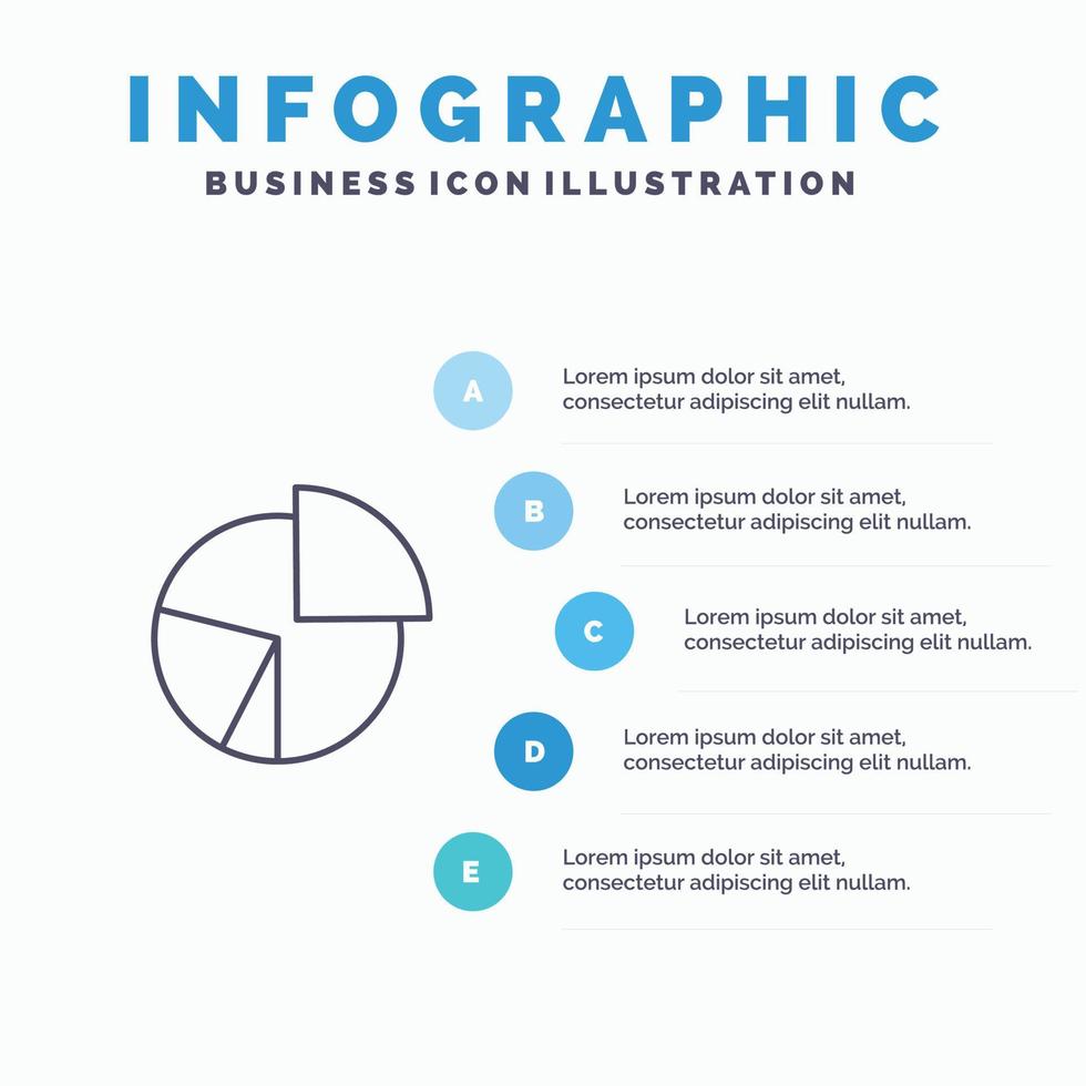 Chart Business Diagram Finance Graph Pie Statistics Line icon with 5 steps presentation infographics vector