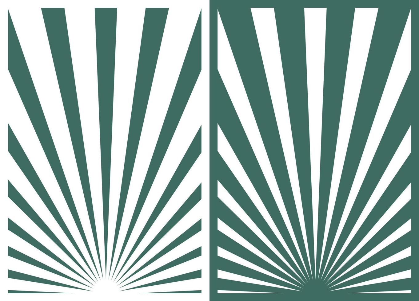 Set of 2 Green and White Retro Inspired Vertical Posters, Different Sunburst Christmas Background Templates. Paper Collage Backdrops. vector