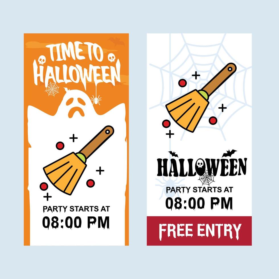 Happy Halloween invitation design with broom vector