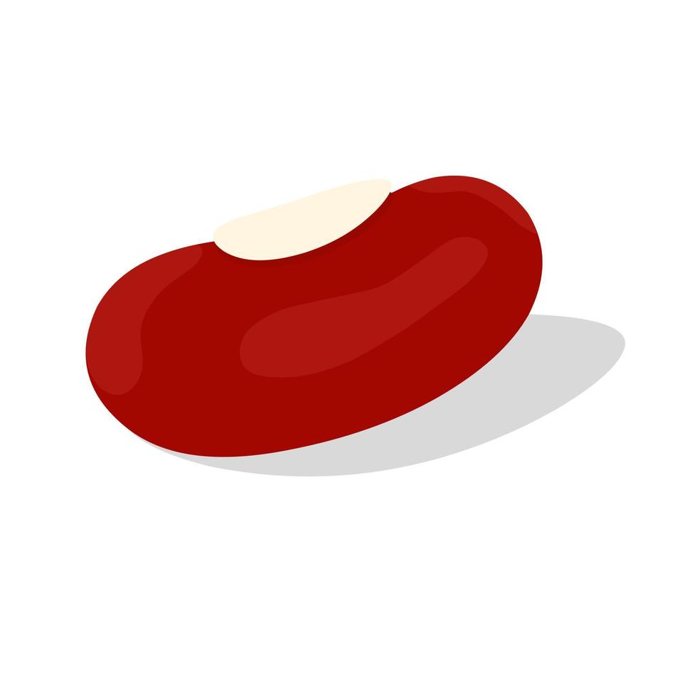 frijoles, concepto de diseño de frijol rojo con sombra sobre fondo blanco. ideal para logotipos de alimentos saludables y fuentes de proteínas. vector