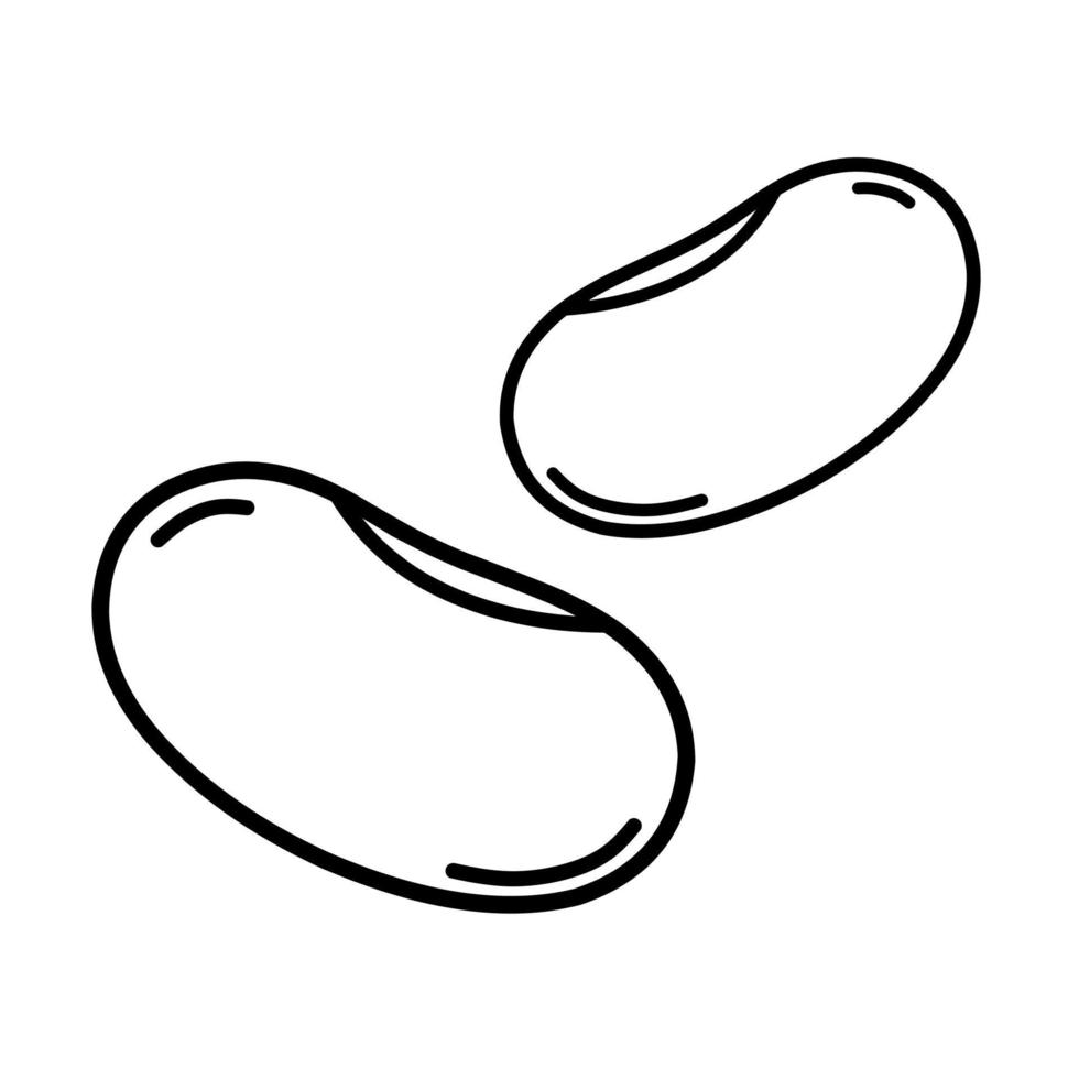 Red bean silhouette. Simple black line icon on a white background. Great for bean logos. Vector illustration