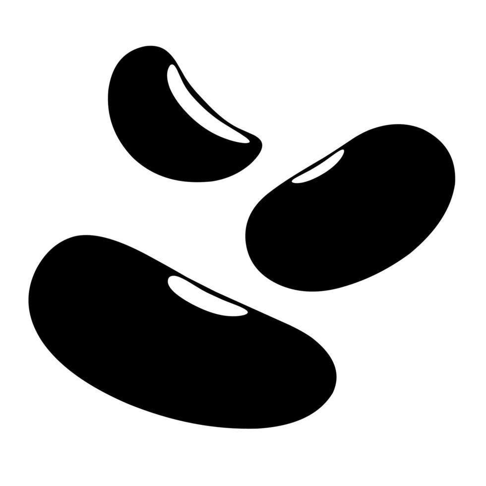 silueta de frijol rojo. simples formas negras sobre un fondo blanco. ideal para logotipos de frijoles. vector