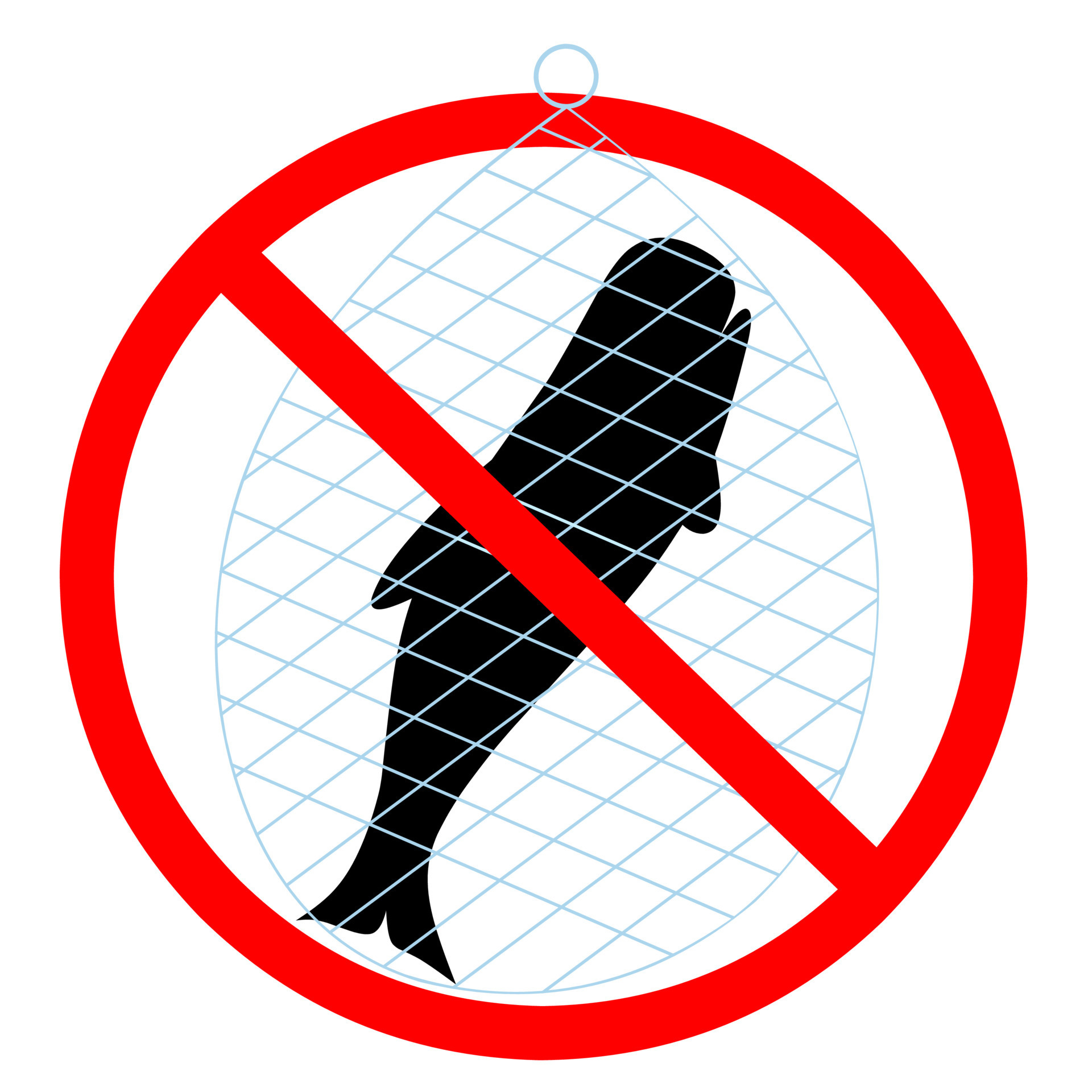 Silhouette of a whale caught in a net. The ban on whaling is marked with a red circle. Isolated on a white background. Great for posters don't hunt protected animals. Vector illustration Silhouette of a whale caught in a net. The ban on whaling is marked with a red circle. Isolated on a white background. Great for posters don't hunt protected animals. Vector illustration
