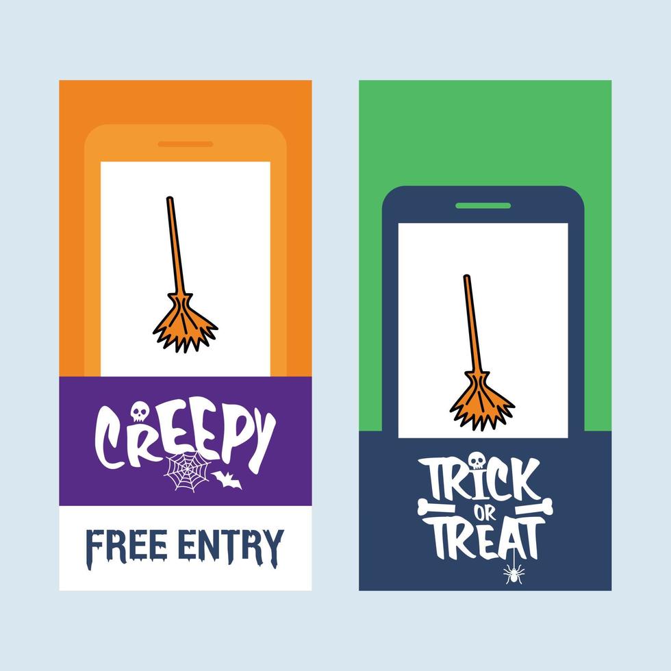 Happy Halloween invitation design with broom vector
