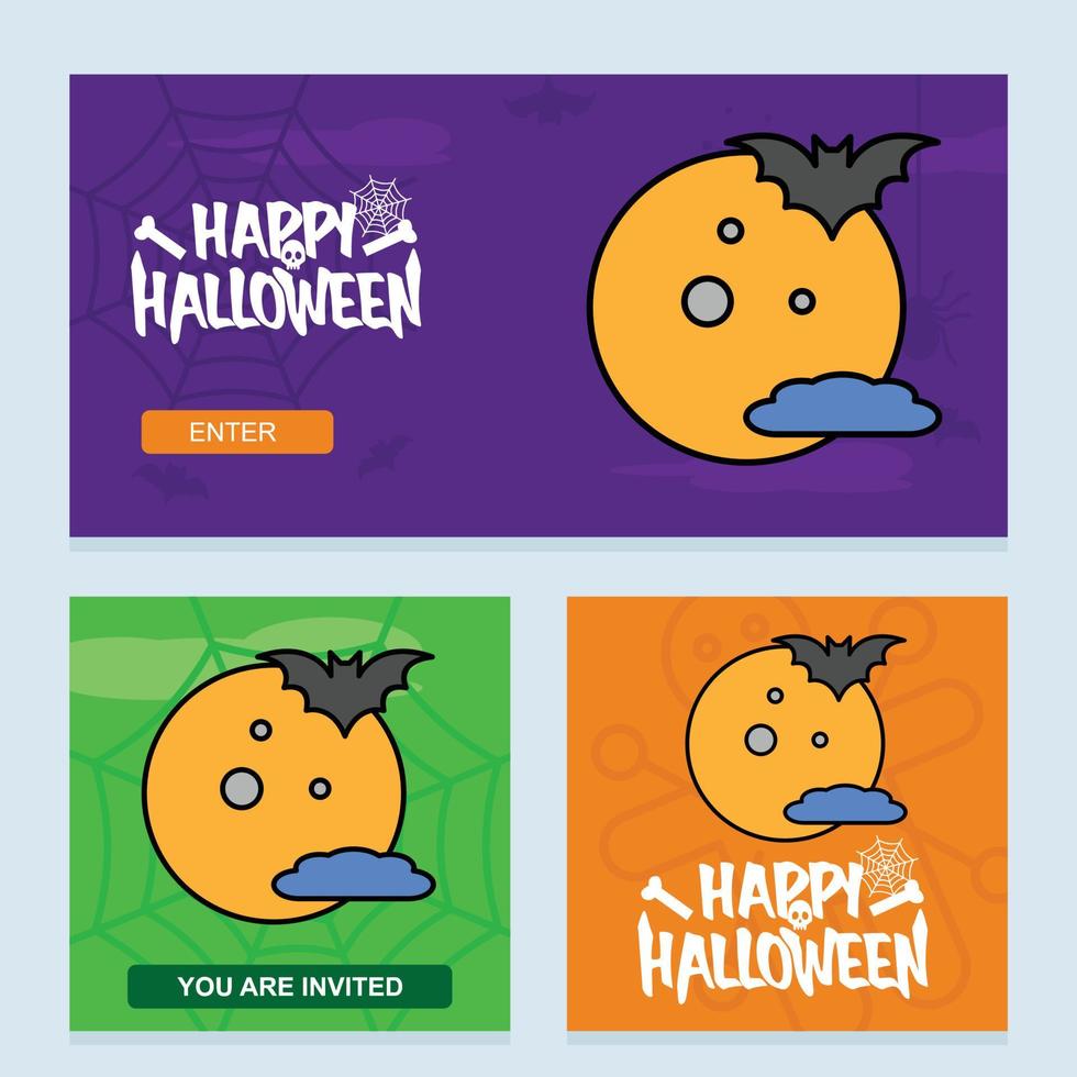 Happy Halloween invitation design with moon vector