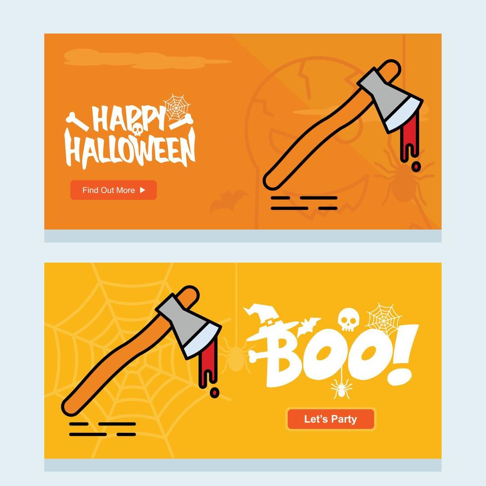 Happy Halloween invitation design with axe vector