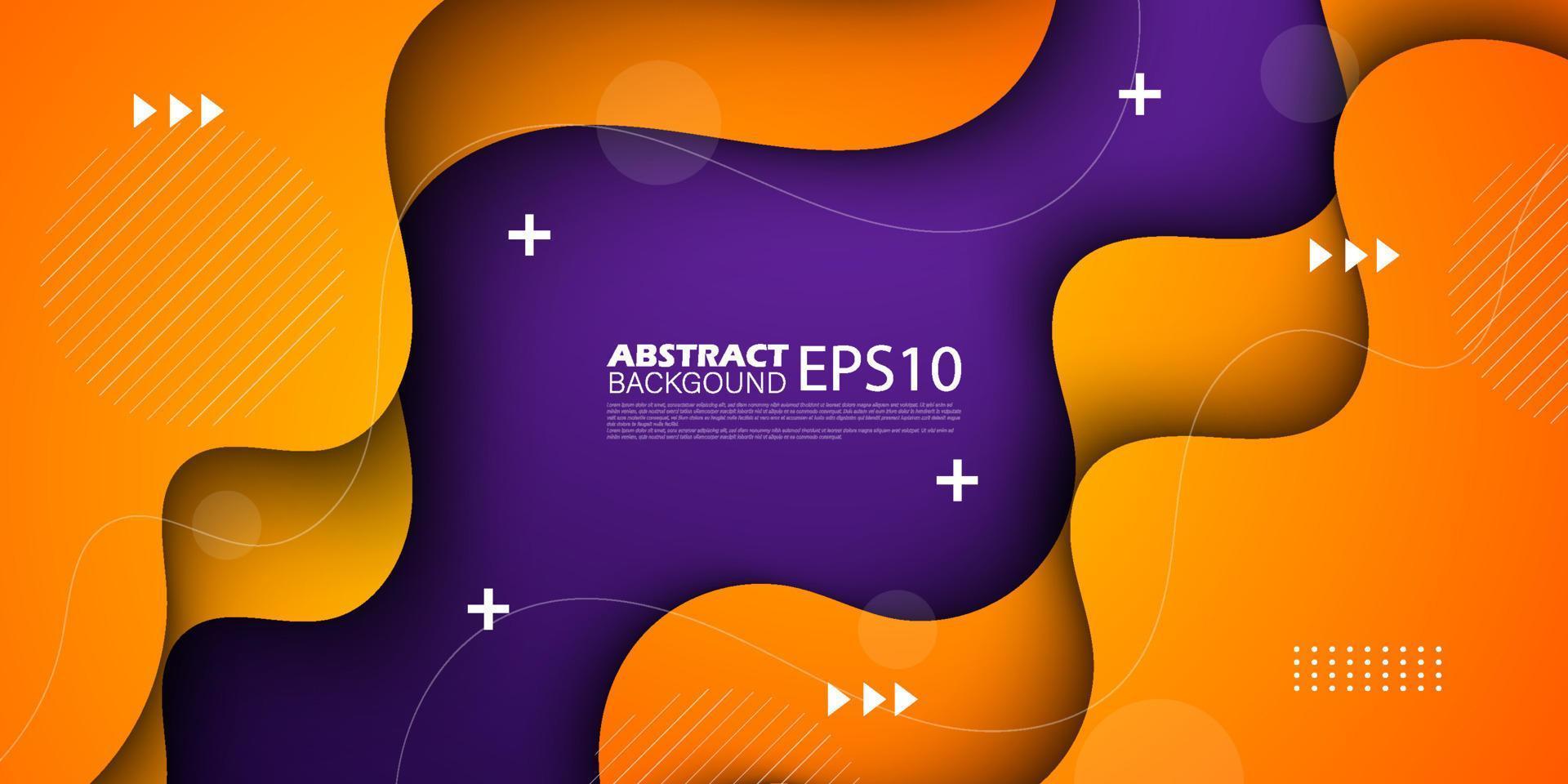 Trendy dark purple orange geometric business banner design. creative banner design with wave shapes and lines for template. Simple horizontal banner. Eps10 vector
