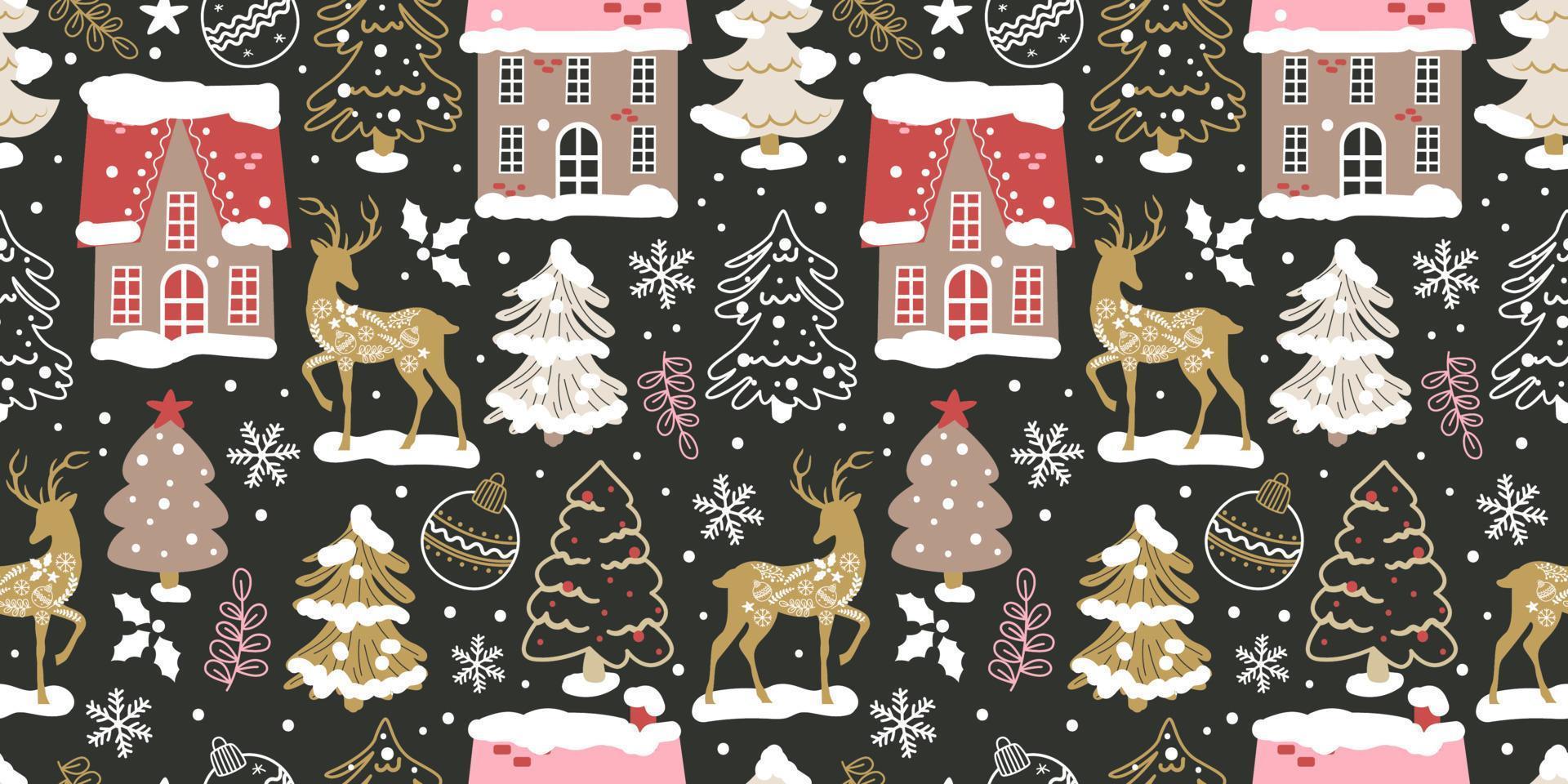 Winter and Christmas Themed Seamless Pattern vector