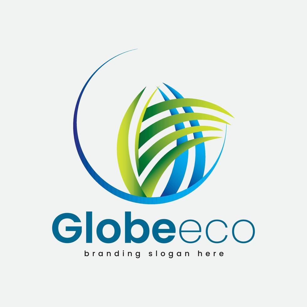 logotipo de globo ecológico y jardín orgánico global vector