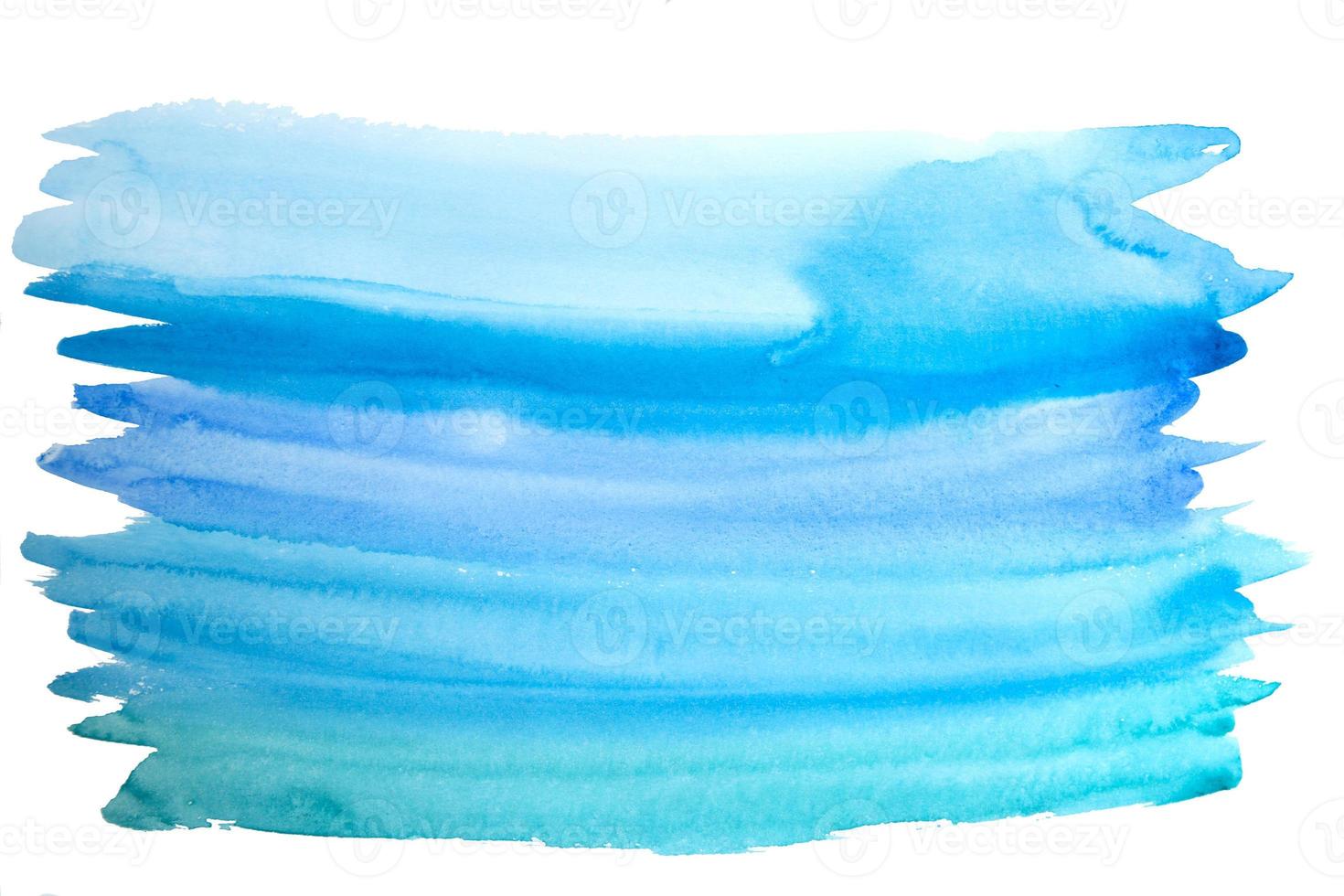 Wtercolor Blue Gradient Hand Drawn Background in Ocean Style. photo