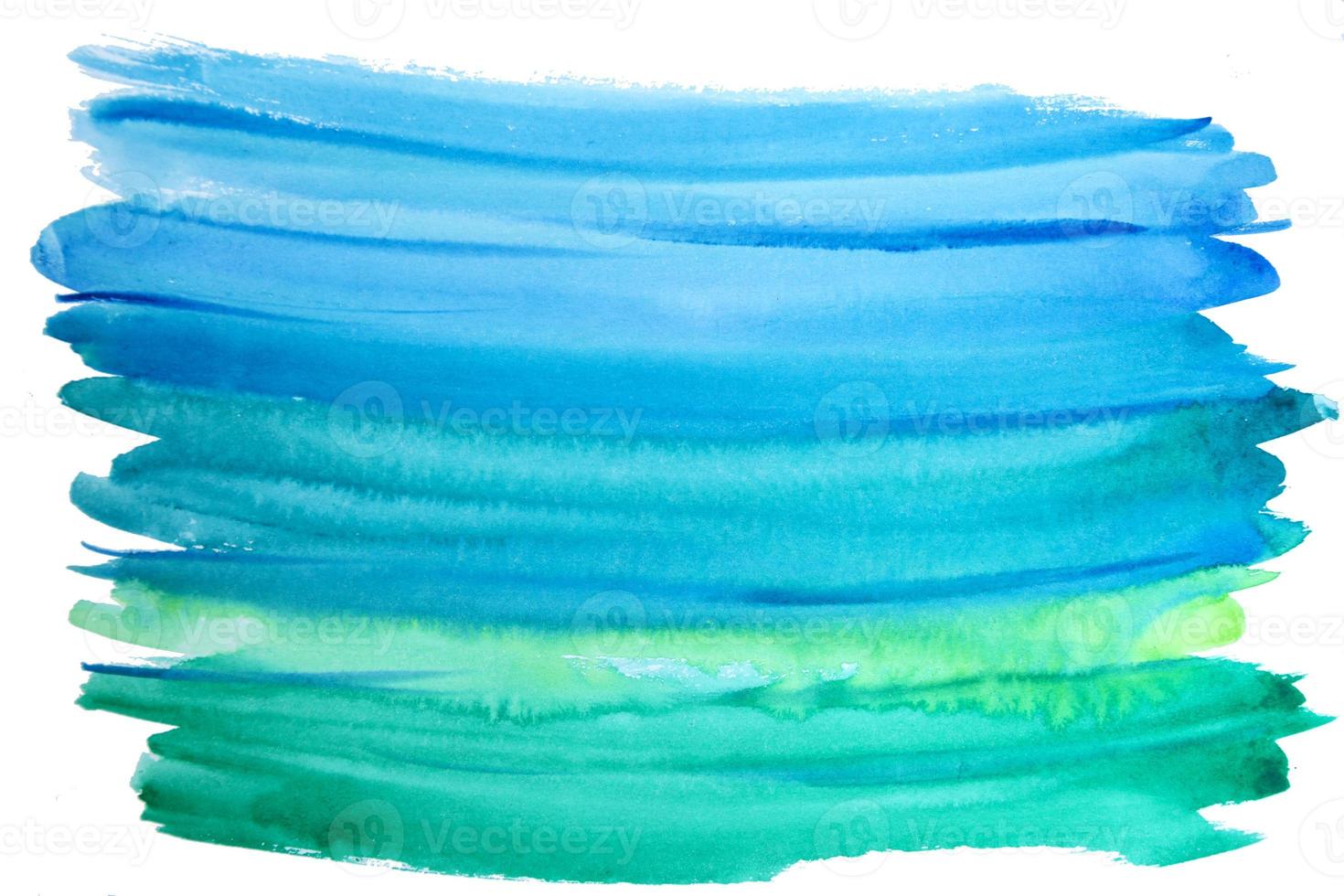 Wtercolor Blue Gradient Hand Drawn Background in Ocean Style. photo