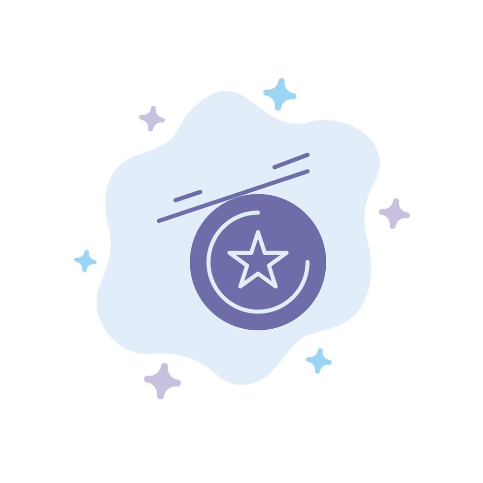 Star Medal Blue Icon on Abstract Cloud Background vector