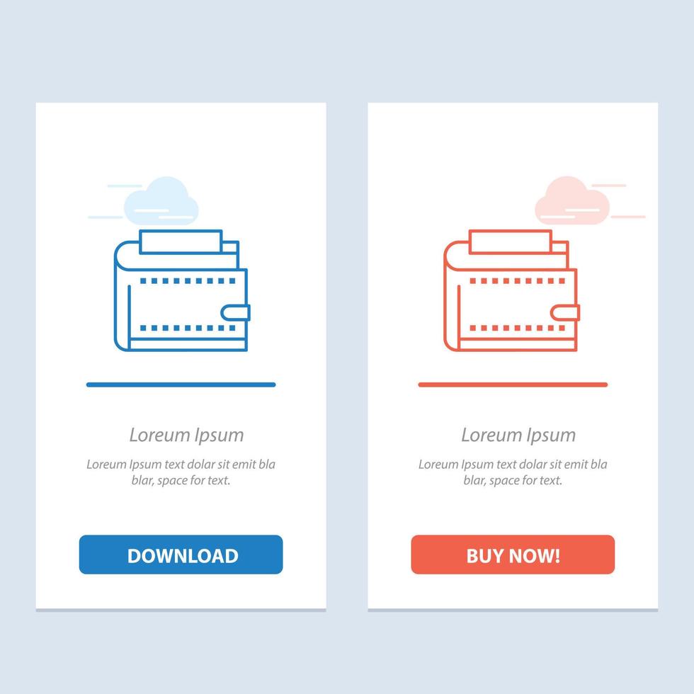 Wallet Cash Finance Money Personal Purse  Blue and Red Download and Buy Now web Widget Card Template vector