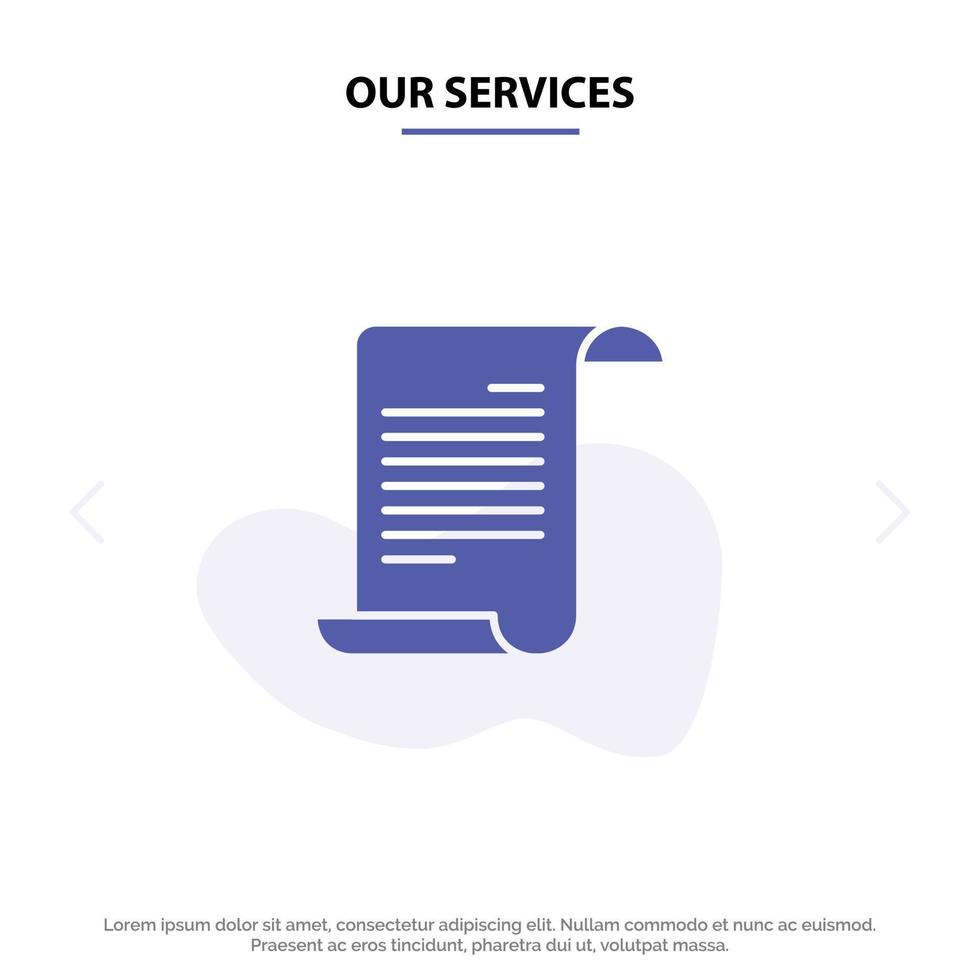 Our Services File Text American Usa Solid Glyph Icon Web card Template vector