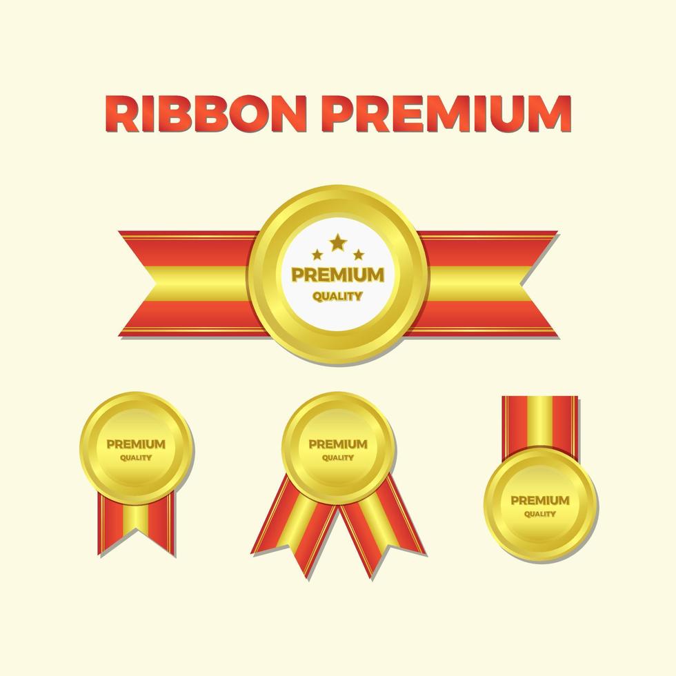 Set of ribbon premium quality, with gold and rope. vector