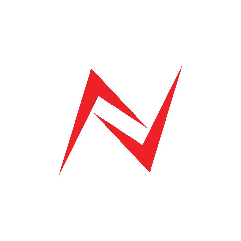 letter n linked arrow simple geometric logo vector