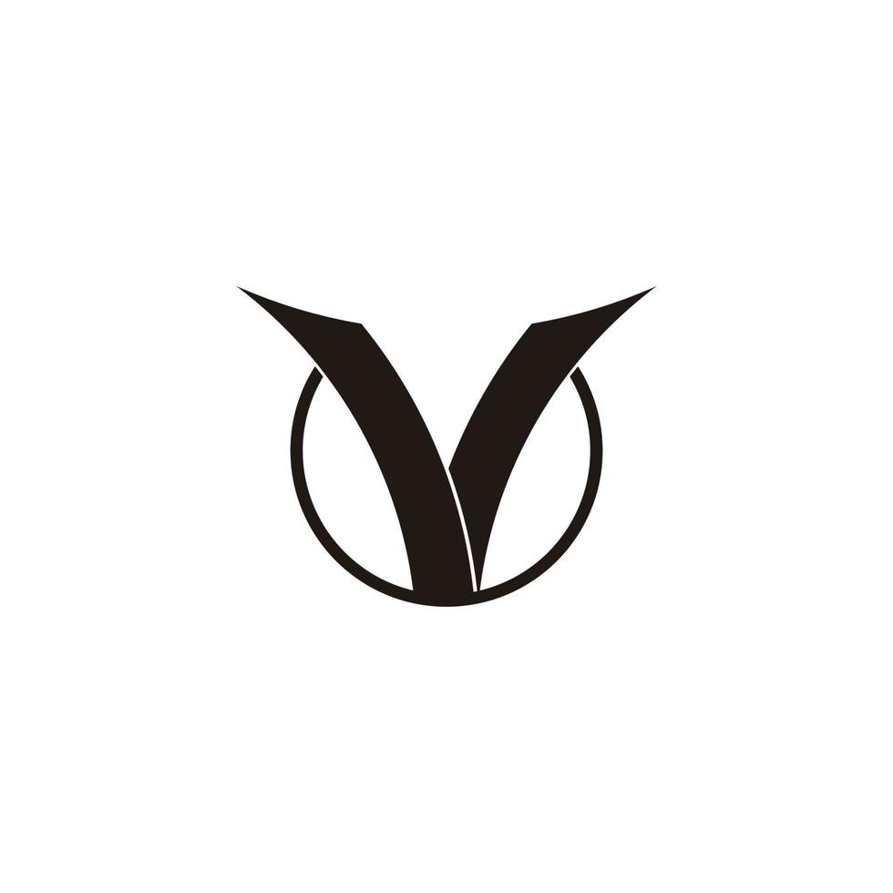 letter v circle motion ribbon shape symbol vector