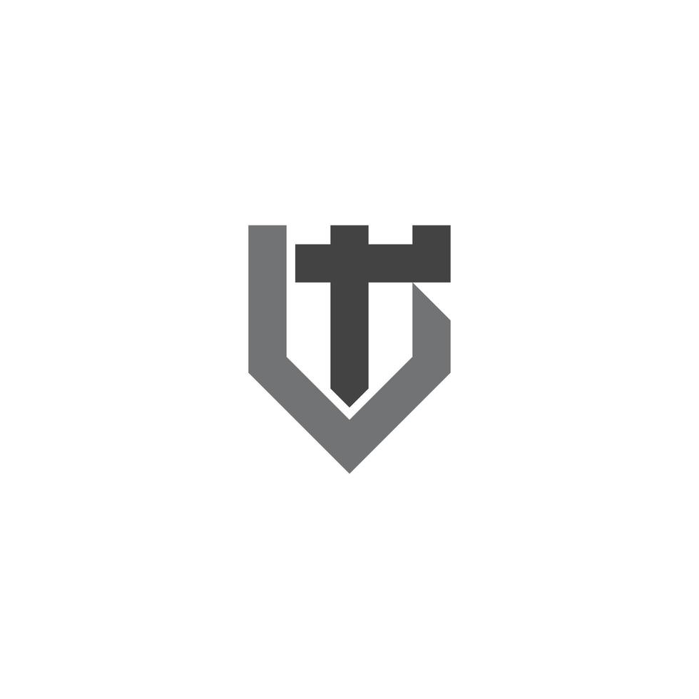 letter lt shield shape simple geometric logo vector