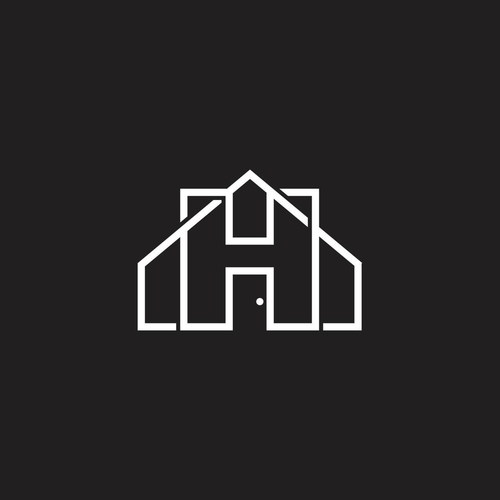 letter h home overlapping line simple logo vector