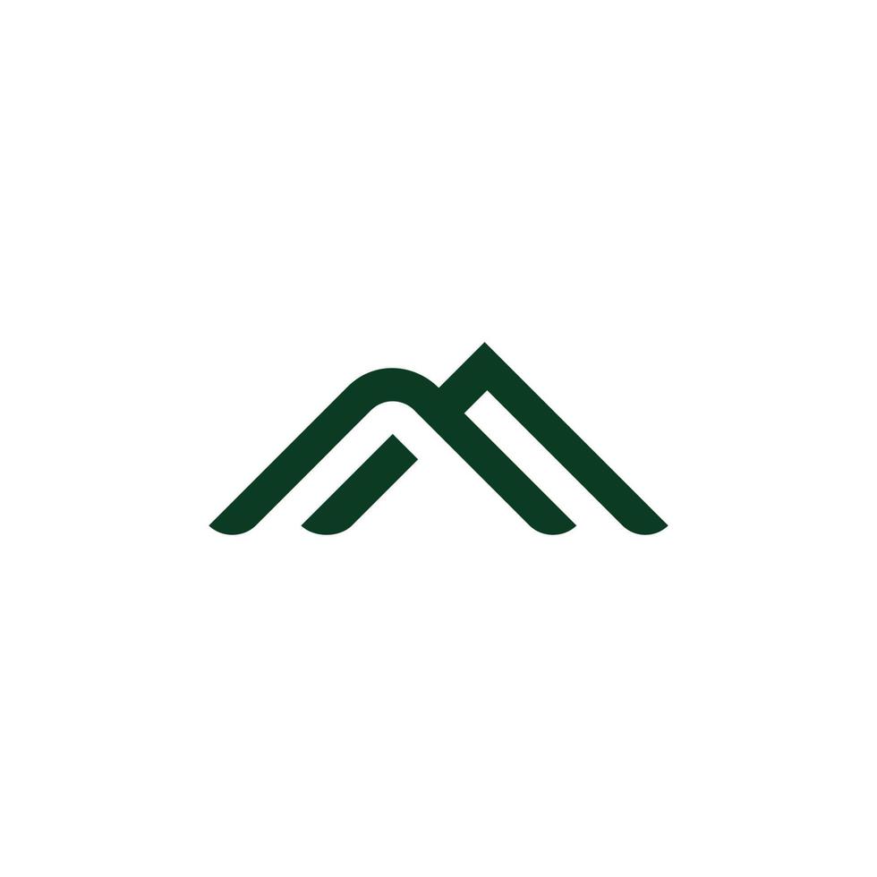 vector de logotipo de línea simple de montaña verde de rayas vinculadas