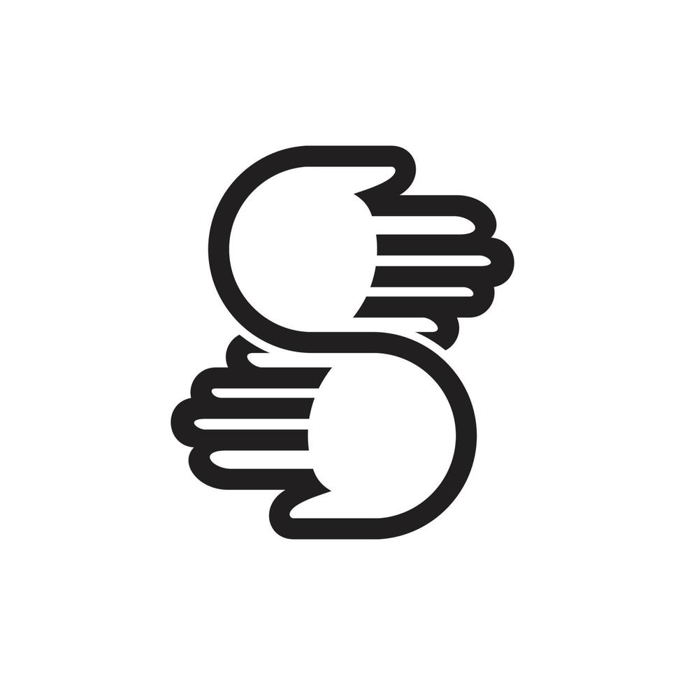 letter s holding hand care help symbol logo vector