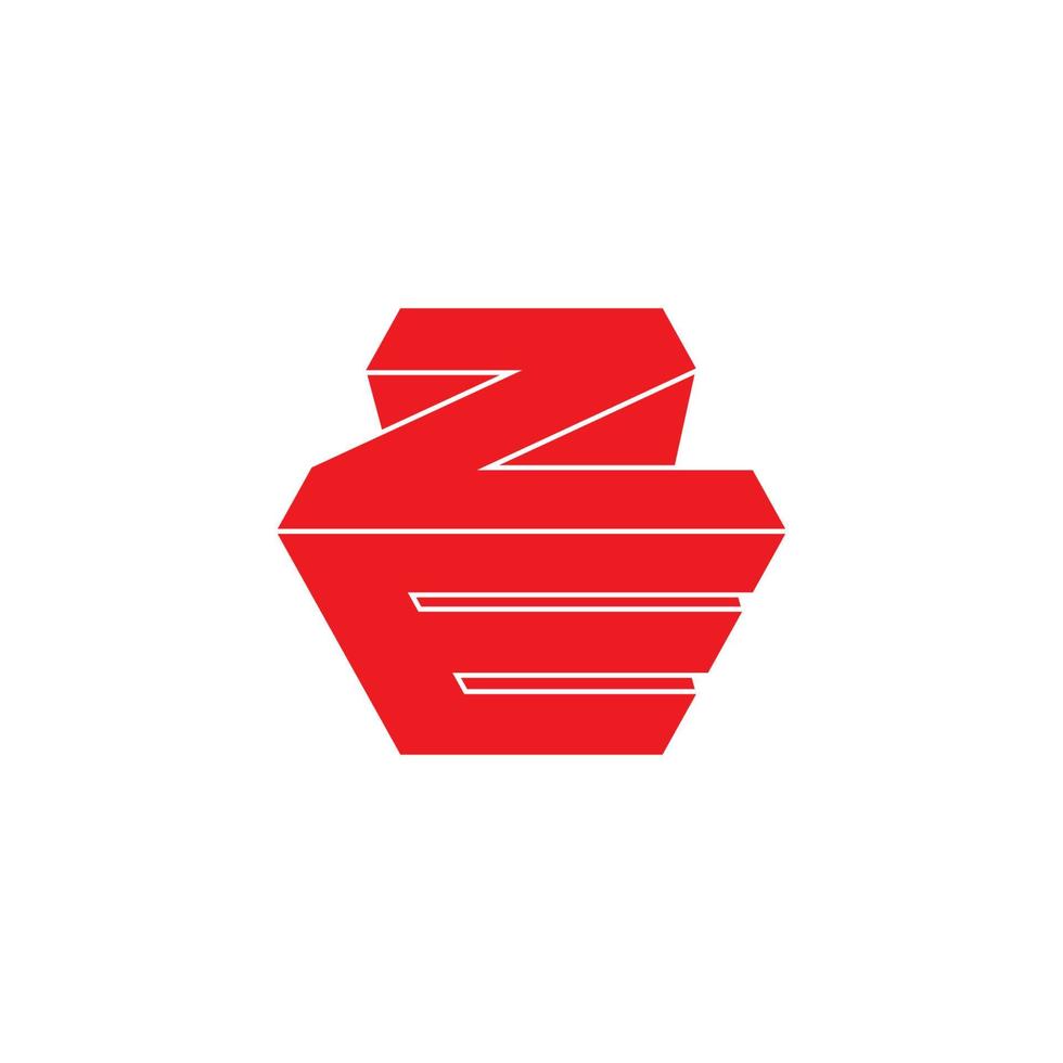 letter ze simple geometric 3d flat design logo vector