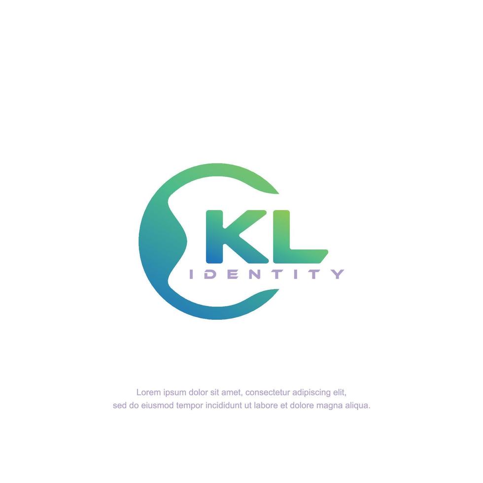 KL Initial  circular line logo template vector with gradient color blend