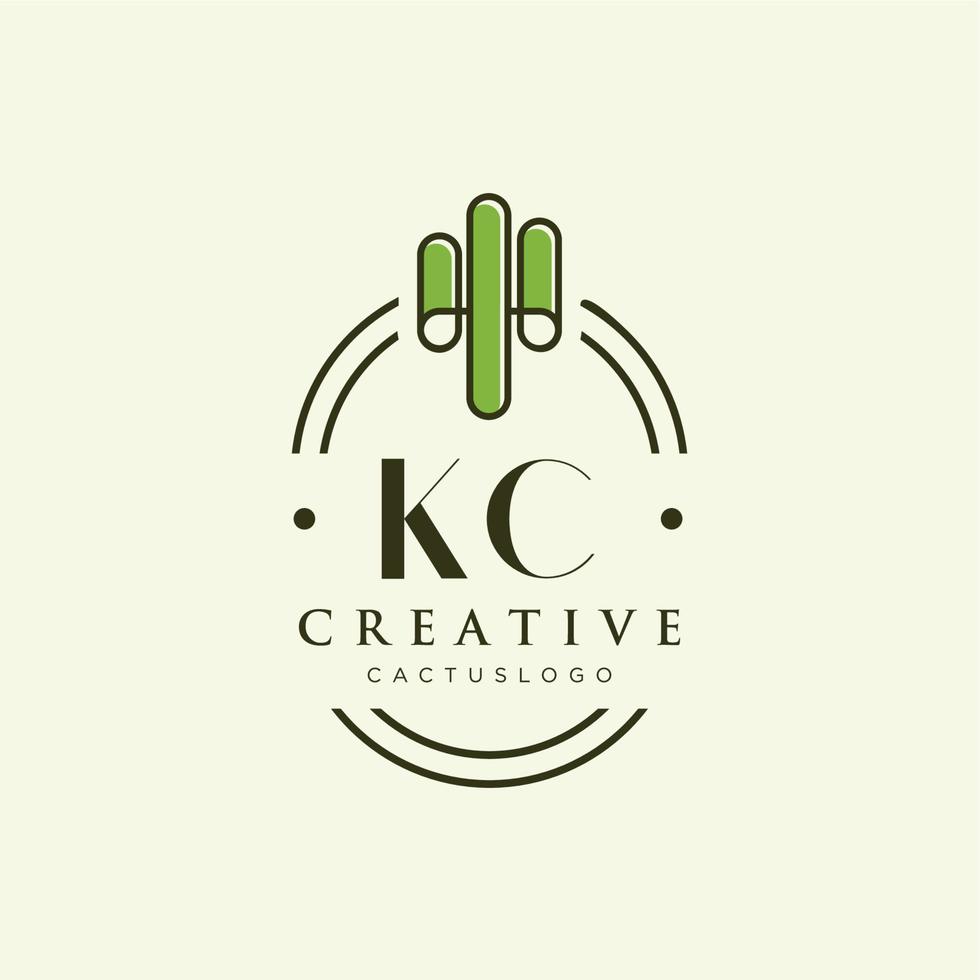 kc letra inicial vector de logotipo de cactus verde
