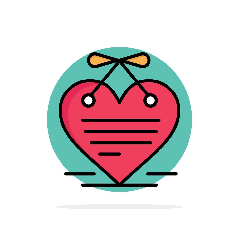 Heart Hanging Heart Calendar Love Letter Abstract Circle Background Flat color Icon vector