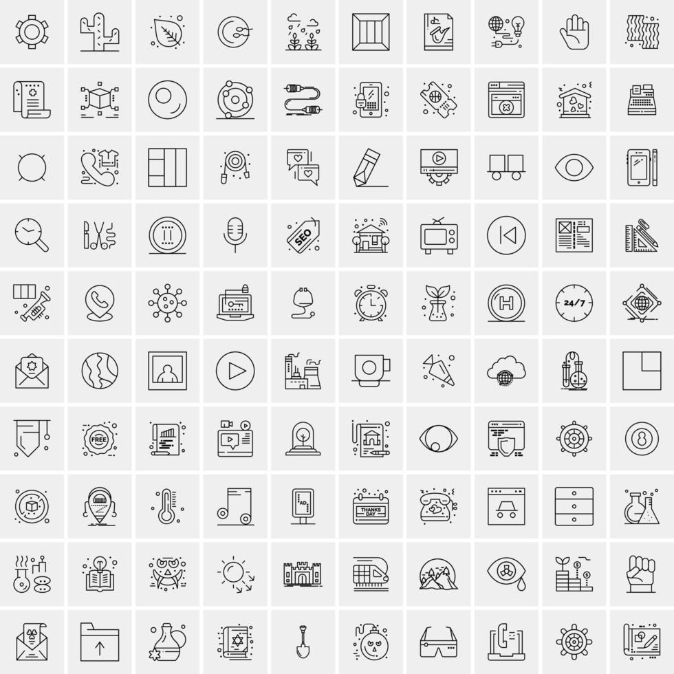 conjunto de 100 iconos de línea de negocios creativos vector