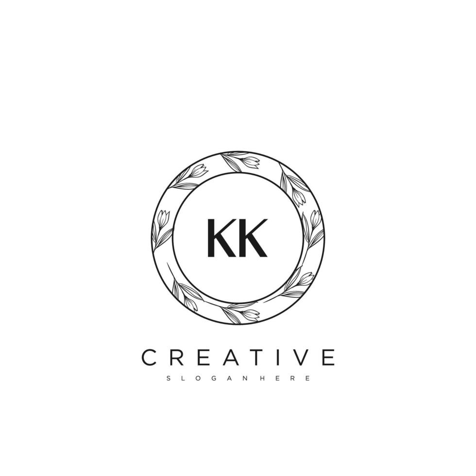 KK Initial Letter Flower Logo Template Vector premium vector art