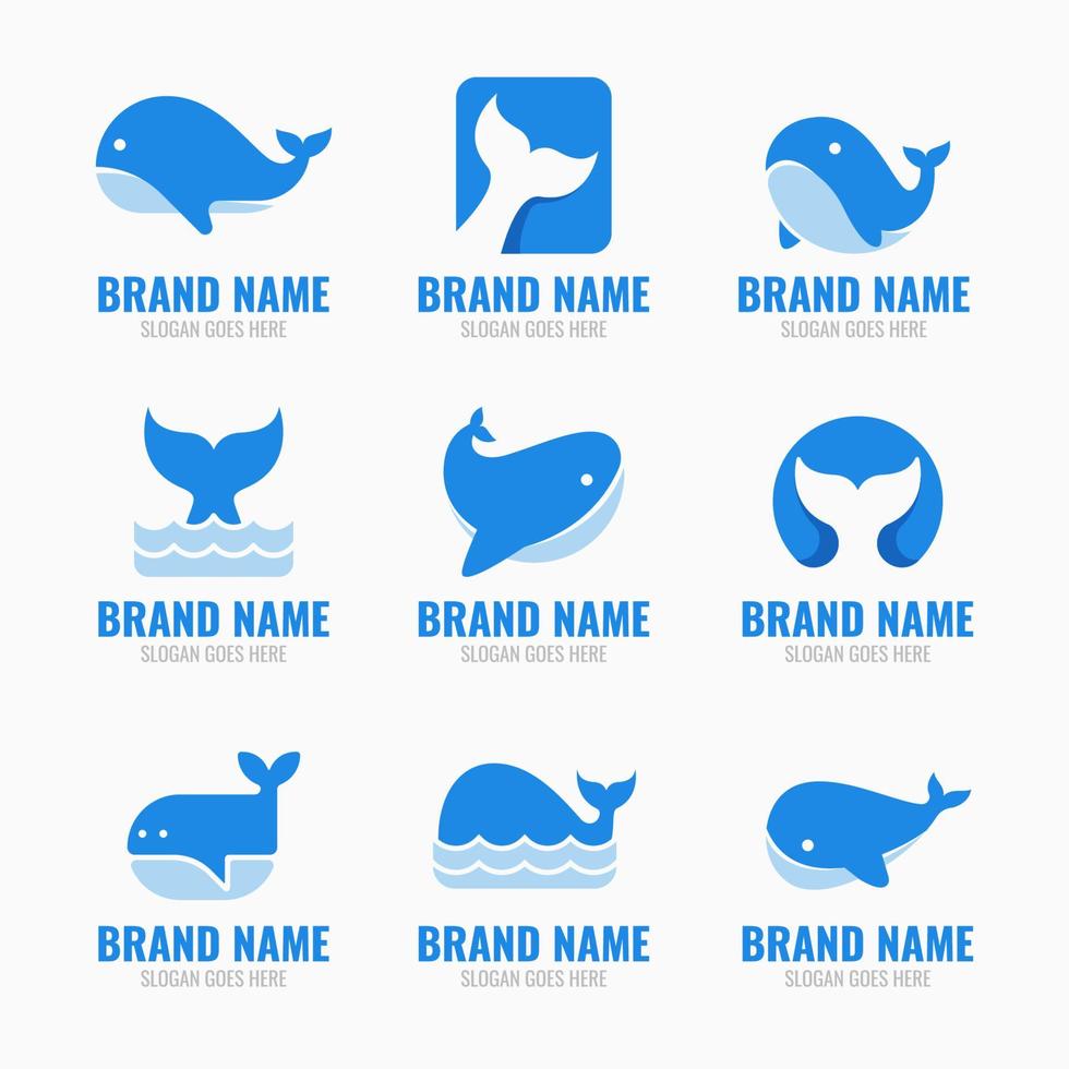 Whale Logo Set Collection for Business Identity vector