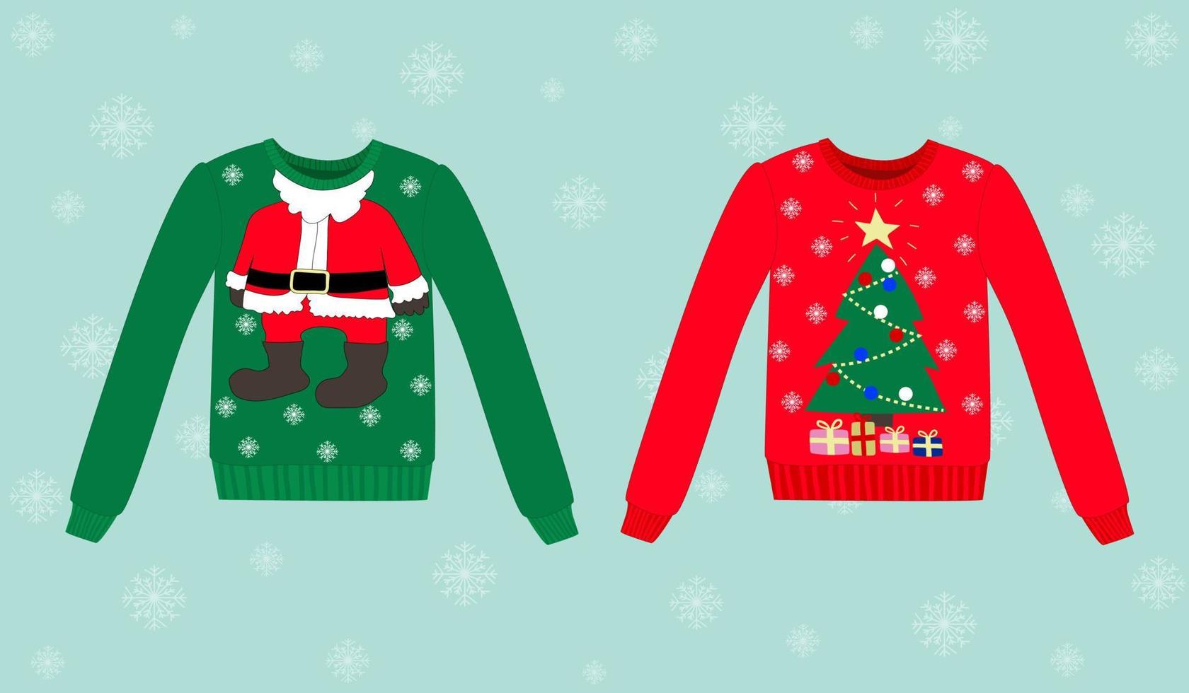 Christmas sweater on blue background with snowflakes vector