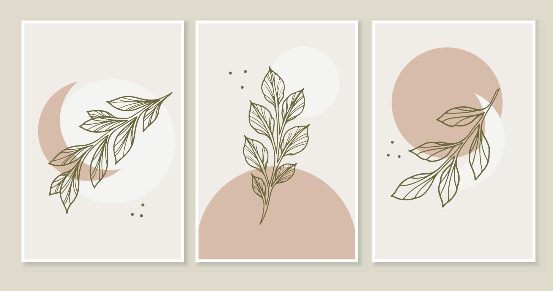 Abstract decorative poster, picture, art with branches and leaves in