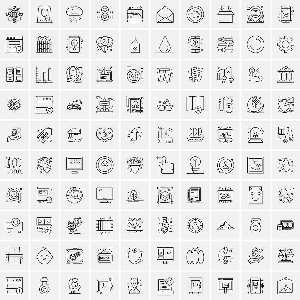 conjunto de 100 iconos de línea de negocios creativos vector