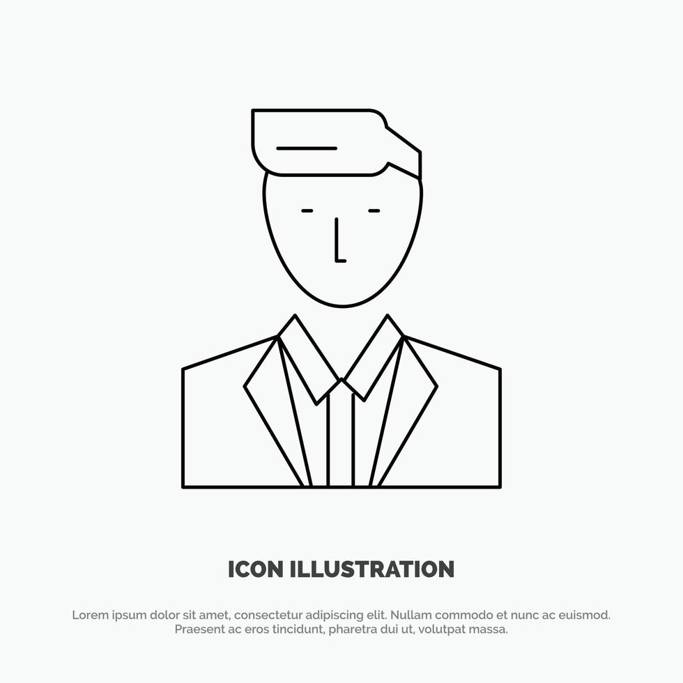 Boss Ceo Head Leader Mr Line Icon Vector