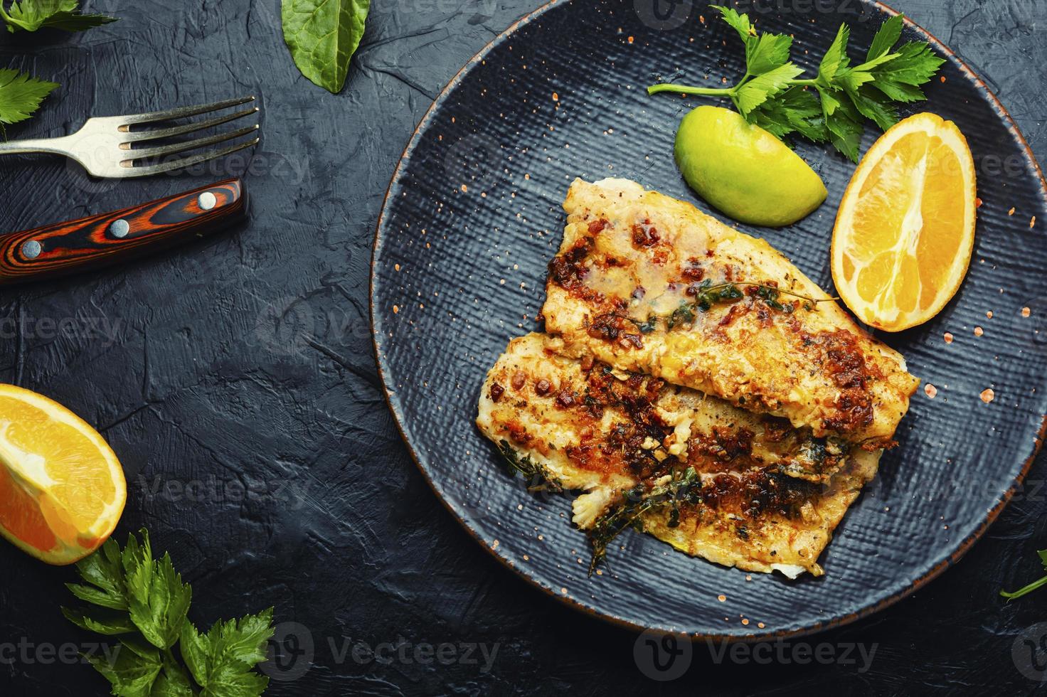 Roasted fish fillets. photo