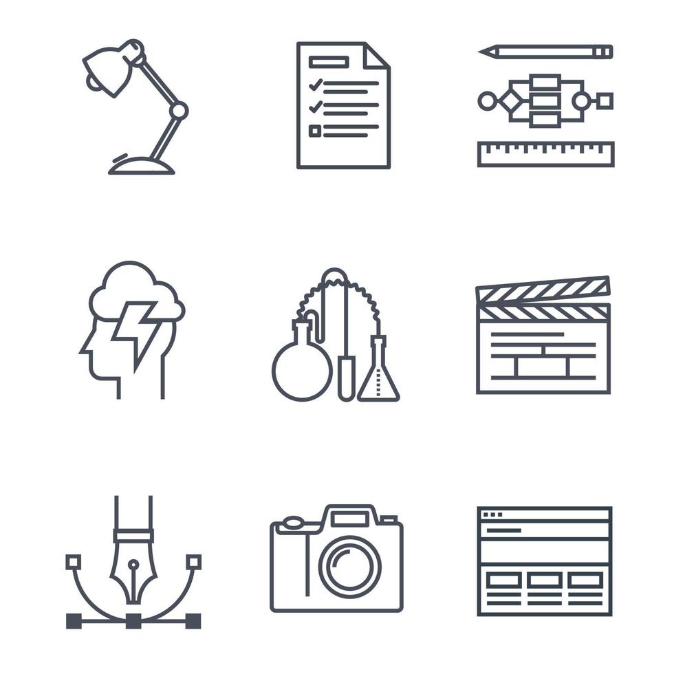 set creative icon illustration, idea. flat style icon vector design.