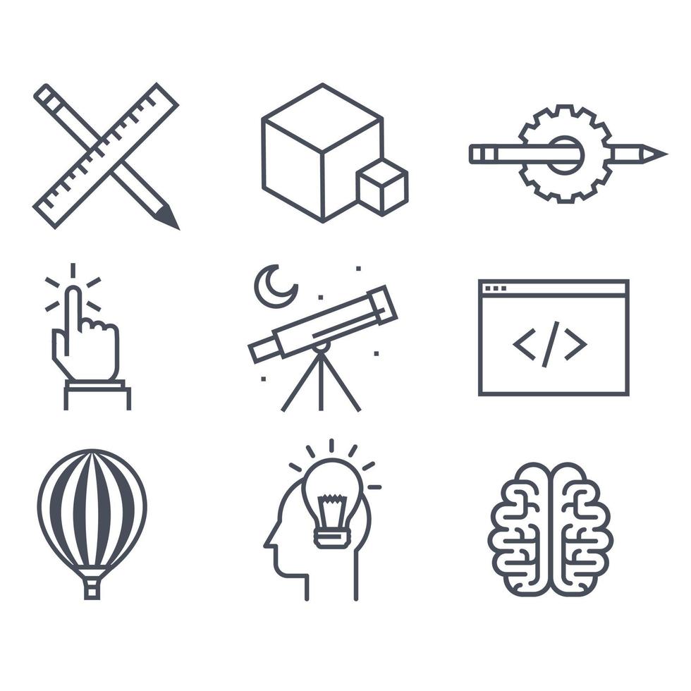 set creative icon illustration, idea. flat style icon vector design.