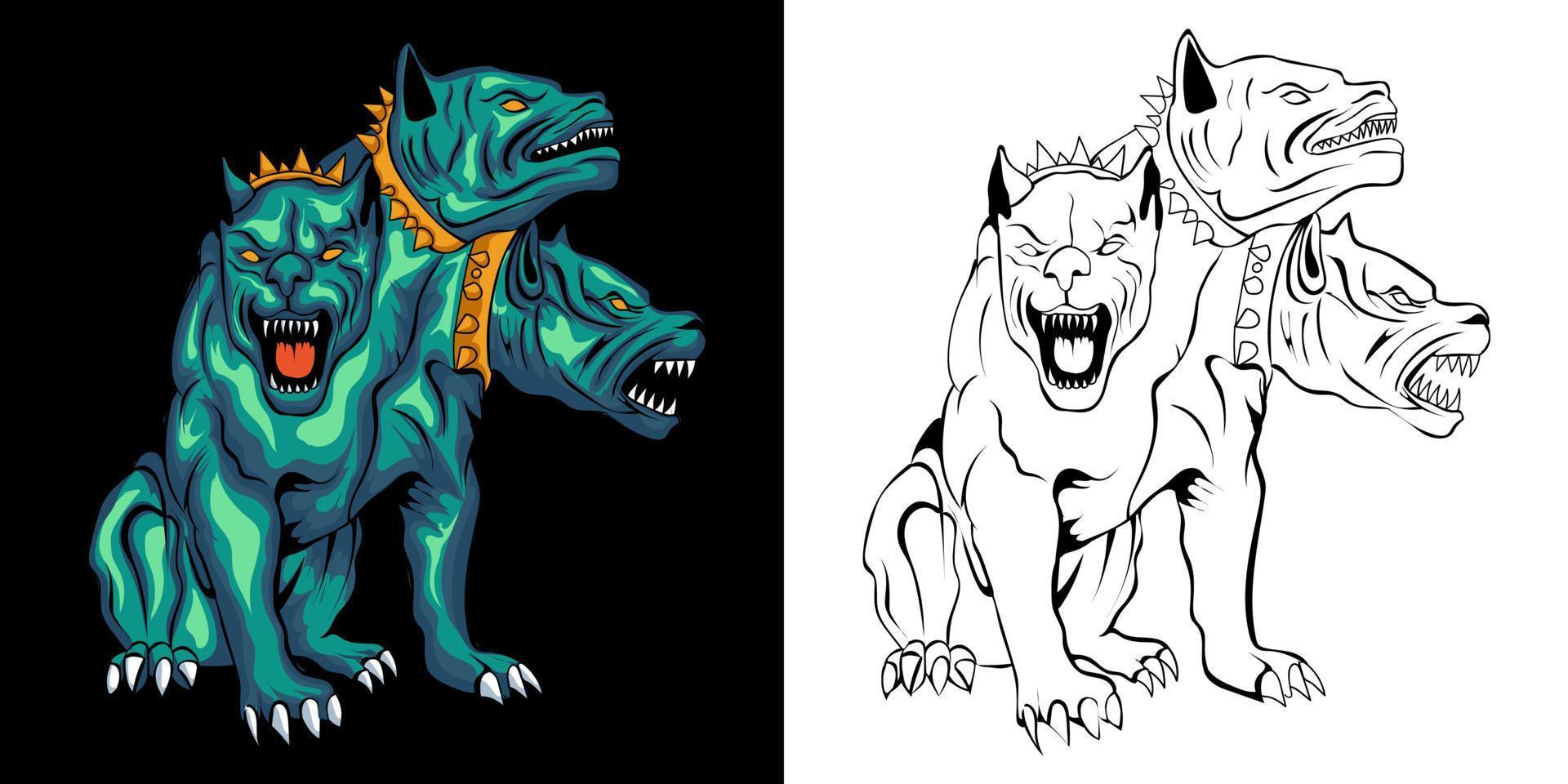 cerberus vector illustration in detailed style