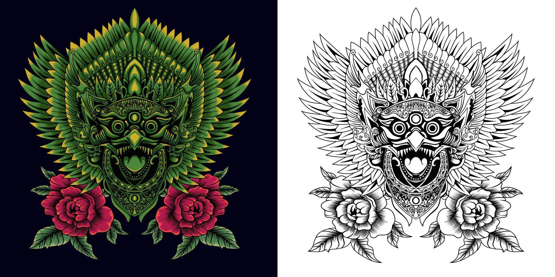 jatayu balinese mask vector illustration
