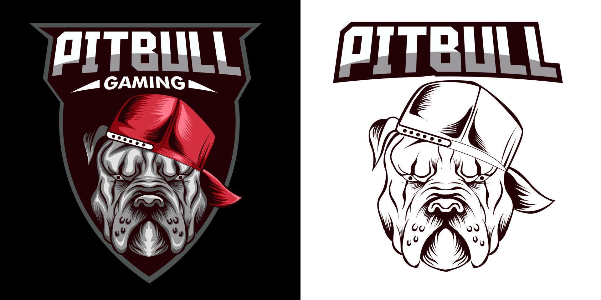 pitbull esport logo mascot design vector