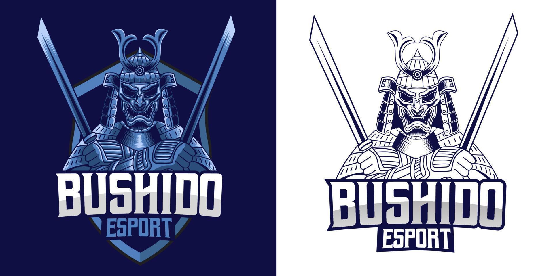 diseño de la mascota del logotipo de bushido esport vector