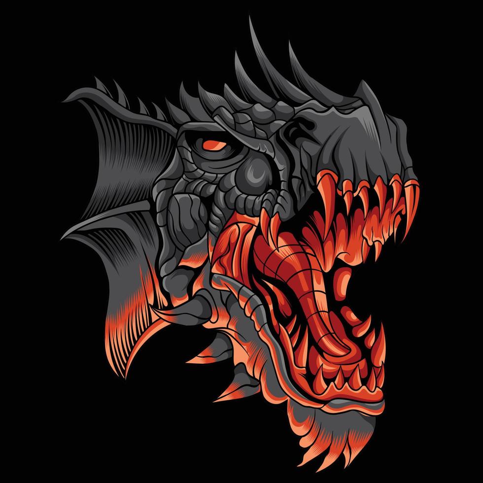 dragon head illustration in neon color style vector